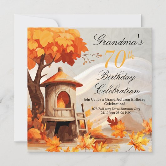 70 Invitation d'anniversaire à l'automne (Devant)