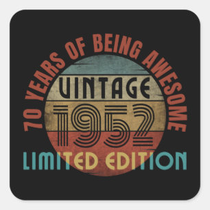 70 jaar geweldig vintage 1952 limitierte editie vierkante sticker