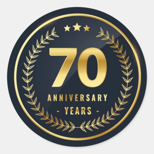 70 jaar Jubileum envelopzegel Ronde Sticker (Voorkant)