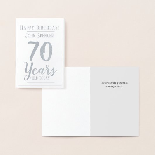 70 jaar oud. 70e verjaardag folie kaarten (Display)