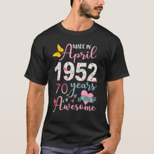 70 jaar oud gemaakt in april 1952 Floral 70th Birt T-shirt