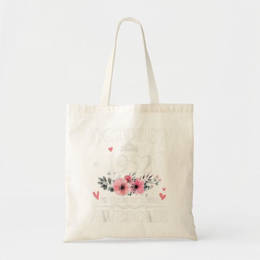 70 jaar oud gemaakt in oktober 1952 70e verjaardag tote bag (Voorkant)