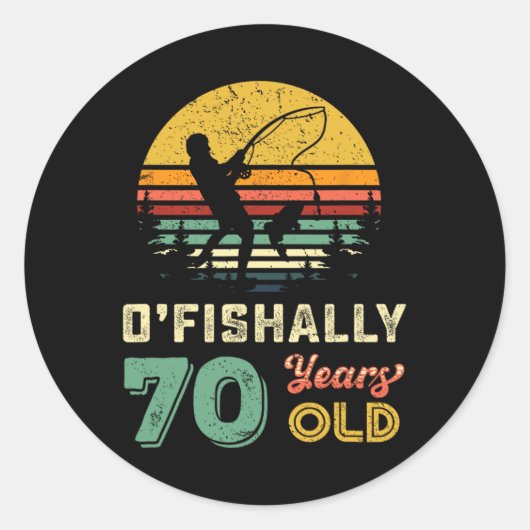 70 jaar oude 70-jarige opa vis 70e verjaardag Fi Ronde Sticker (Voorkant)