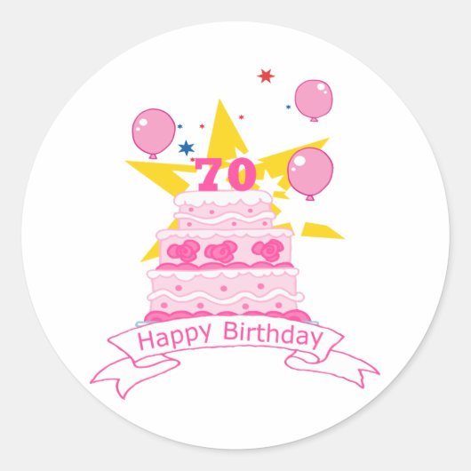 70 jaar oude Birthday Cake Ronde Sticker (Voorkant)