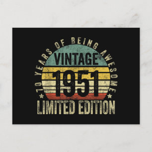 70 jaar oude geschenken 1951 geboortedag feestdagenkaart