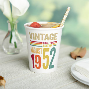 70 jaar oude geschenken augustus 1952 - 70e dag B Papieren Bekers