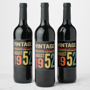 70 jaar oude geschenken augustus 1952 - 70e dag B Wijn Etiket