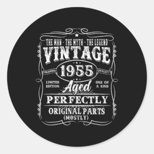 70 jaar oude Vintage 1955 Man Myth Legend 70th Bir Ronde Sticker