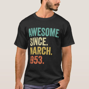 70 jaar oude Vintage maart 1953 70e verjaardag T-shirt