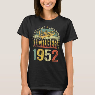 70 jaar oude Vintage oktober 1952 70e dag T-shirt