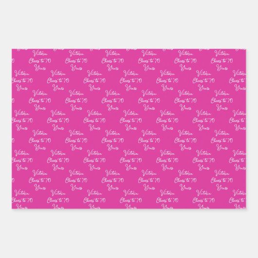 70 jaar roze lavendel 70ste verjaardag inpakpapier vel (Voorkant)