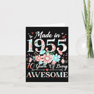 70-jarige vrouw geproduceerd in 1955 bloemig 70ste kaart