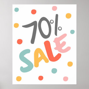 70% korting op verkoopbord, goedkeuringstitel, 70% poster