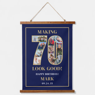 70 Laten Goed Lijken Fotocollage 70e Verjaardag Hangend Wandkleed