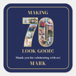 70 Lijken Goed Foto Collage 70ste Verjaardag Vierkante Sticker