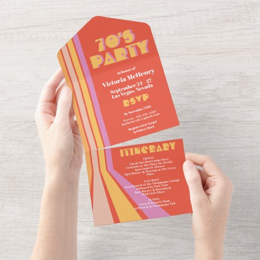 70' Party Retro Hippie Mod Weekend All In One Uitnodiging (Afscheurbaar)