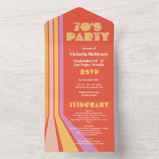 70' Party Retro Hippie Mod Weekendfeest All In One Uitnodiging (Binnen)