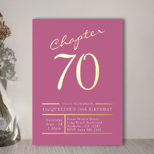 70 Pink 70ste Verjaardagsfeest Goud Folie Uitnodiging