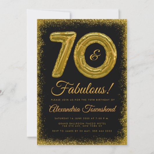 70 & Prachtige Gouden Ballonnen 70e Verjaardag Kaart (Voorkant)