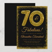 70 & Prachtige Gouden Ballonnen 70e Verjaardag Kaart (Voorkant / Achterkant)