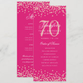 70 Programme d'anniversaire Menu Merci U Rose Gold (Devant / Derrière)