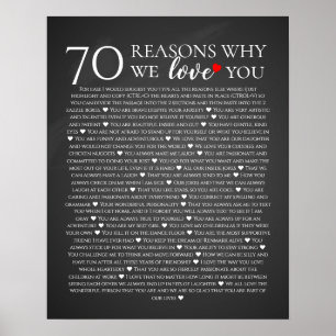 70 redenen waarom we van je houden op de 80e 60e v poster