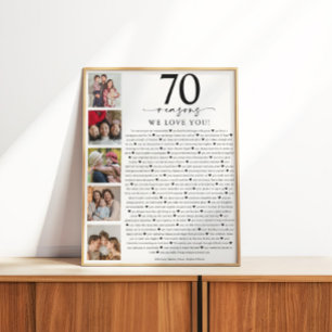 70 Redenen waarom we van je houden Verjaardag of j Perfect Poster