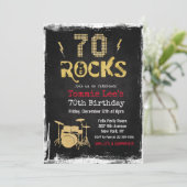 70 Rocks Rockstar Guitare 70e Invitation d'anniver (Debout devant)