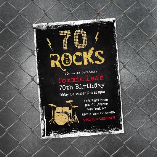 70 Rocks Rockstar Guitare 70e Invitation d'anniver