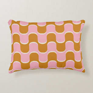 70 s retro vintage wavy pattern in gold and pinkwa accent kussen