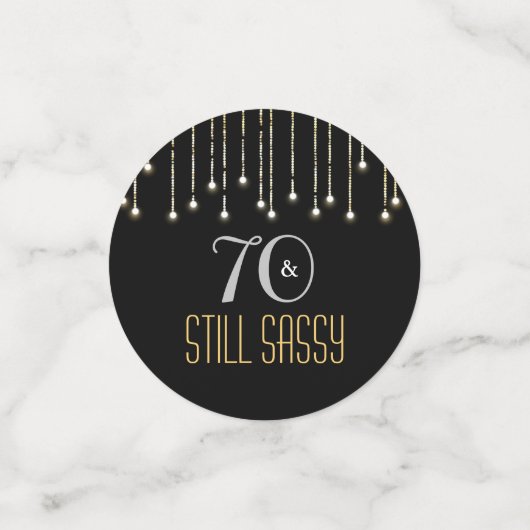 70 Sassy Zwart Zilver Goud String Lights Verjaarda Confetti (Kleine voorkant)