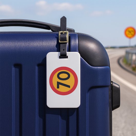 70 snelheidsbeperking verkeersbord bagagelabel