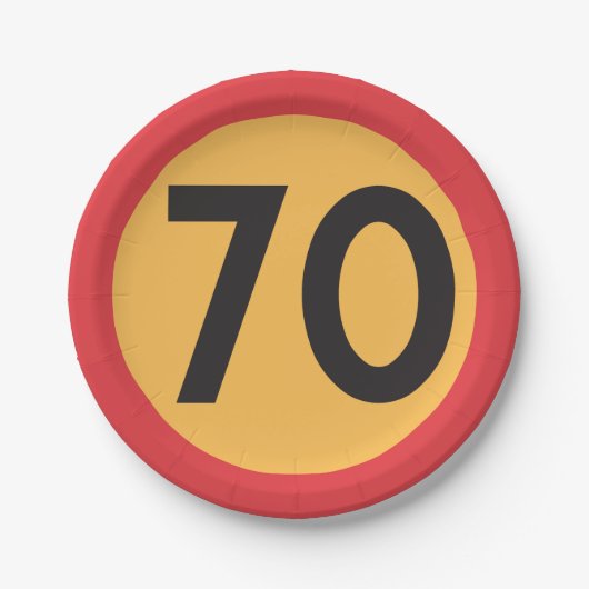 70 snelheidsbeperking verkeersbord papieren bordje (Voorkant)