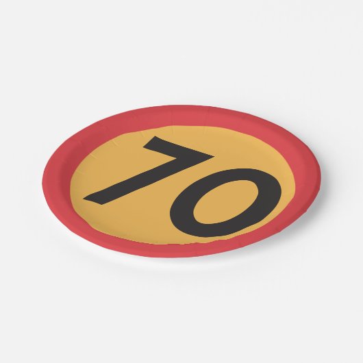 70 snelheidsbeperking verkeersbord papieren bordje (Gekanteld)