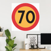 70 snelheidsbeperking verkeersbord poster (Thuiskantoor)