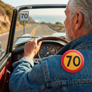 70 snelheidsbeperking verkeersbord ronde button 7,6 cm