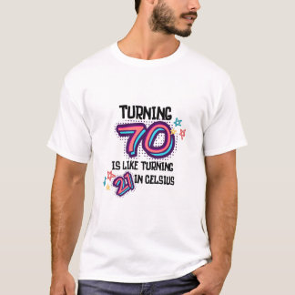 70 worden is als 21 in Celsius: Retro 70th Birth T-shirt