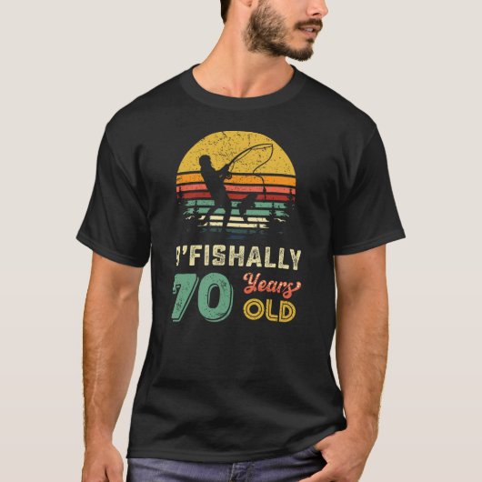 70 Years Old Seventy Grandpa Fish 70th Birthday Fi T-shirt (Voorkant)