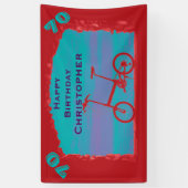70e, 75e, Verjaardagsfeest Rode Blauwe Fiets Spandoek (Verticaal)