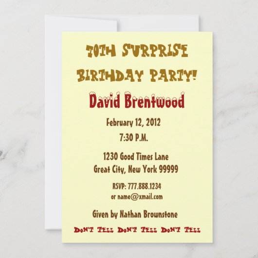 70e - 79e Invitation à la fête d'anniversaire SURP (Dos)