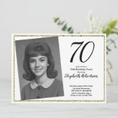 70e aangepaste foto wit en goud kaart (Staand voorkant)