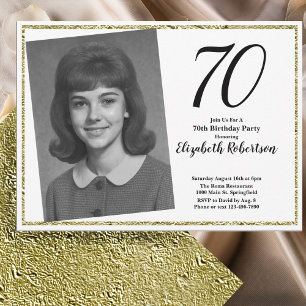 70e aangepaste foto wit en goud kaart