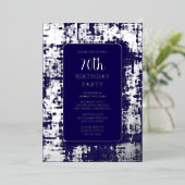 70e aangepaste verjaardagsfeest Siver Navy Classy Folie Uitnodiging (Staand Voorkant)