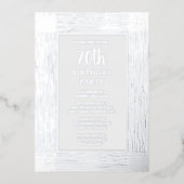 70e aangepaste verjaardagsfeest zilver textured Cl Folie Uitnodiging (Voorkant)