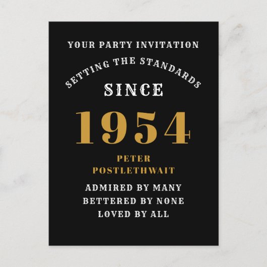 70e anniversaire 1954 Invitation Or noir (Devant)