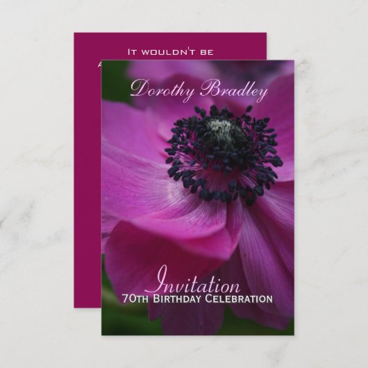 70e anniversaire Anemone Custom Invitation 2 (Devant / Derrière)