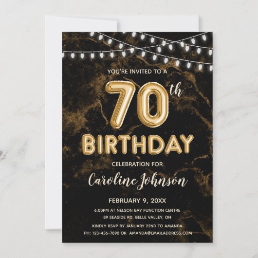 70e anniversaire Ballons d'or Invitations d'annive (Devant)