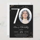 70e anniversaire Black Gold Invitation Card Photo (Devant)