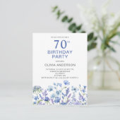 70e anniversaire Blue Floral Invitation (Debout devant)
