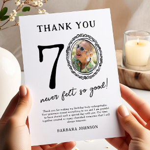 70e anniversaire Carte de remerciements photo